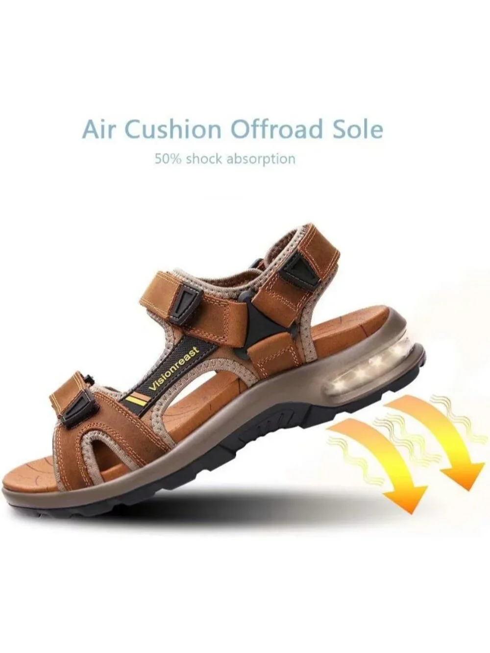 Men's Brown Athletic Sandals Open Toe Hiking Outdoor Non-slip Sandals Casual